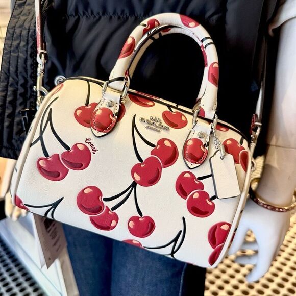 NWT❤️ COACH Mini Rowan Crossbody Bag With Cherry Print CY745 - Picture 9 of 12